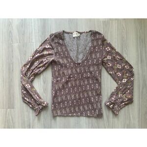 Nation LTD - Bunny Smocked Tee in Love Story Floral‎ Print size Small